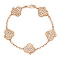 18K Rose Gold Lab-Grown Diamond Clover Bracelet