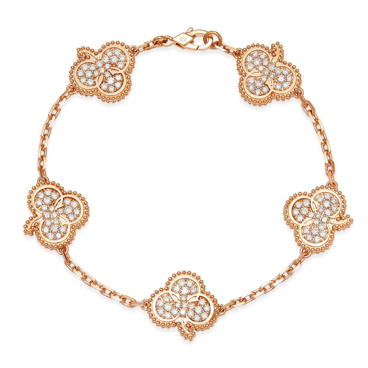 18K Rose Gold Lab-Grown Diamond Clover Bracelet