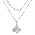 18K White Gold Lab Diamond Clover Necklace