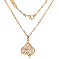18K Rose Gold Lab-Grown Diamond Clover Necklace